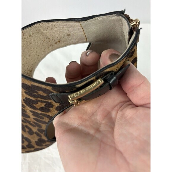 Louise et Cie Peeptoe Booties Heels Leopard Animal Print Brown Black 8.5 B Calf - Picture 13 of 16